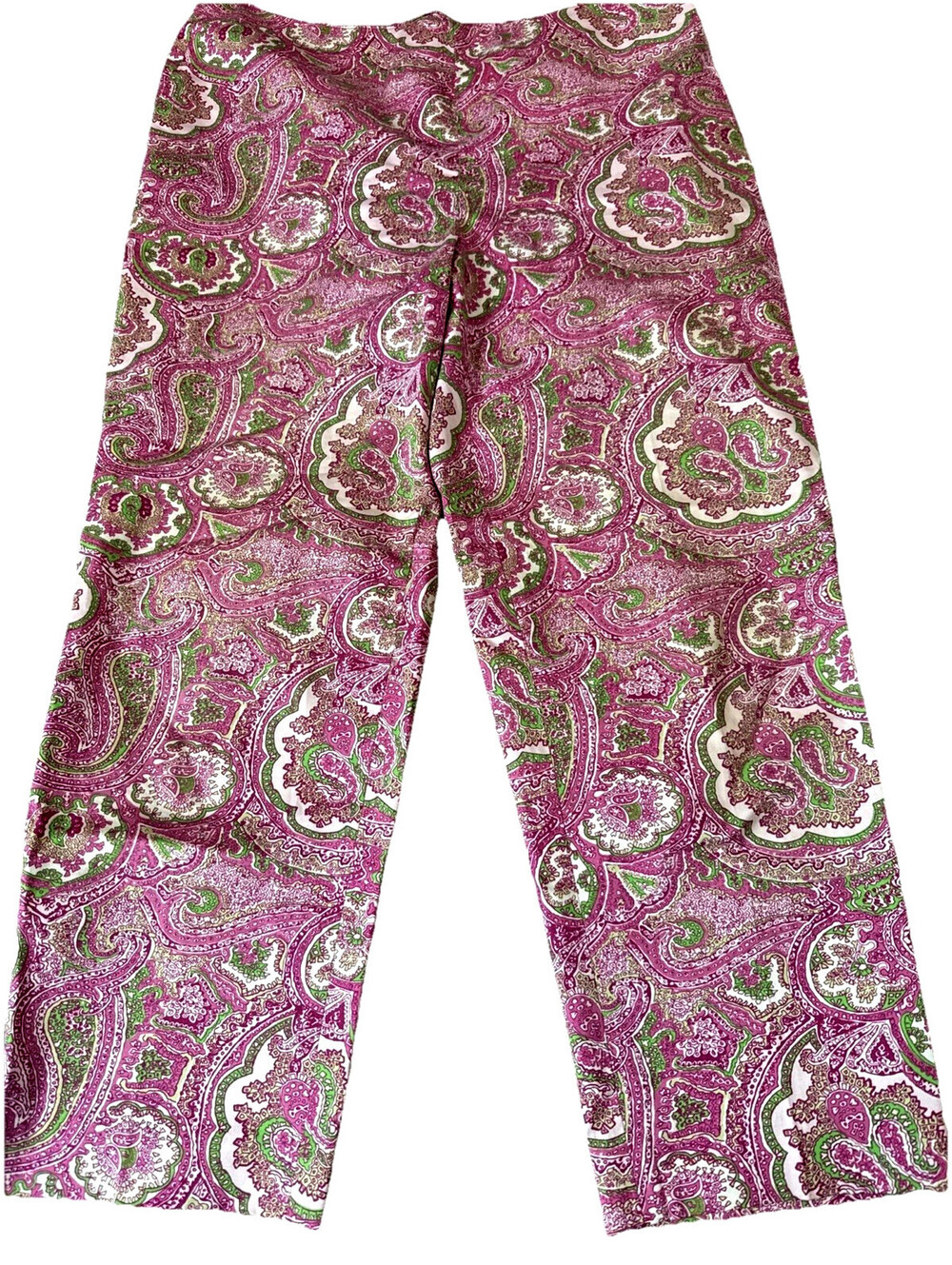 Talbots Paisley Crop Pants Pink Cotton Womens 6 Spring Coastal Vacation Preppy